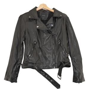 Elodie Black Faux Leather Moto Jacket — Size Small